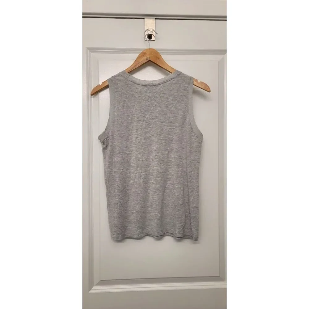 Banana Republic Sparkle Trim Tank Top Gray Viscose Sleeveless Blouse Womens M